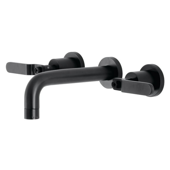 Kingston Brass KS8120KL Whitaker Double-Handle 3-Hole Wall Mount Bathroom Faucet in Matte Black