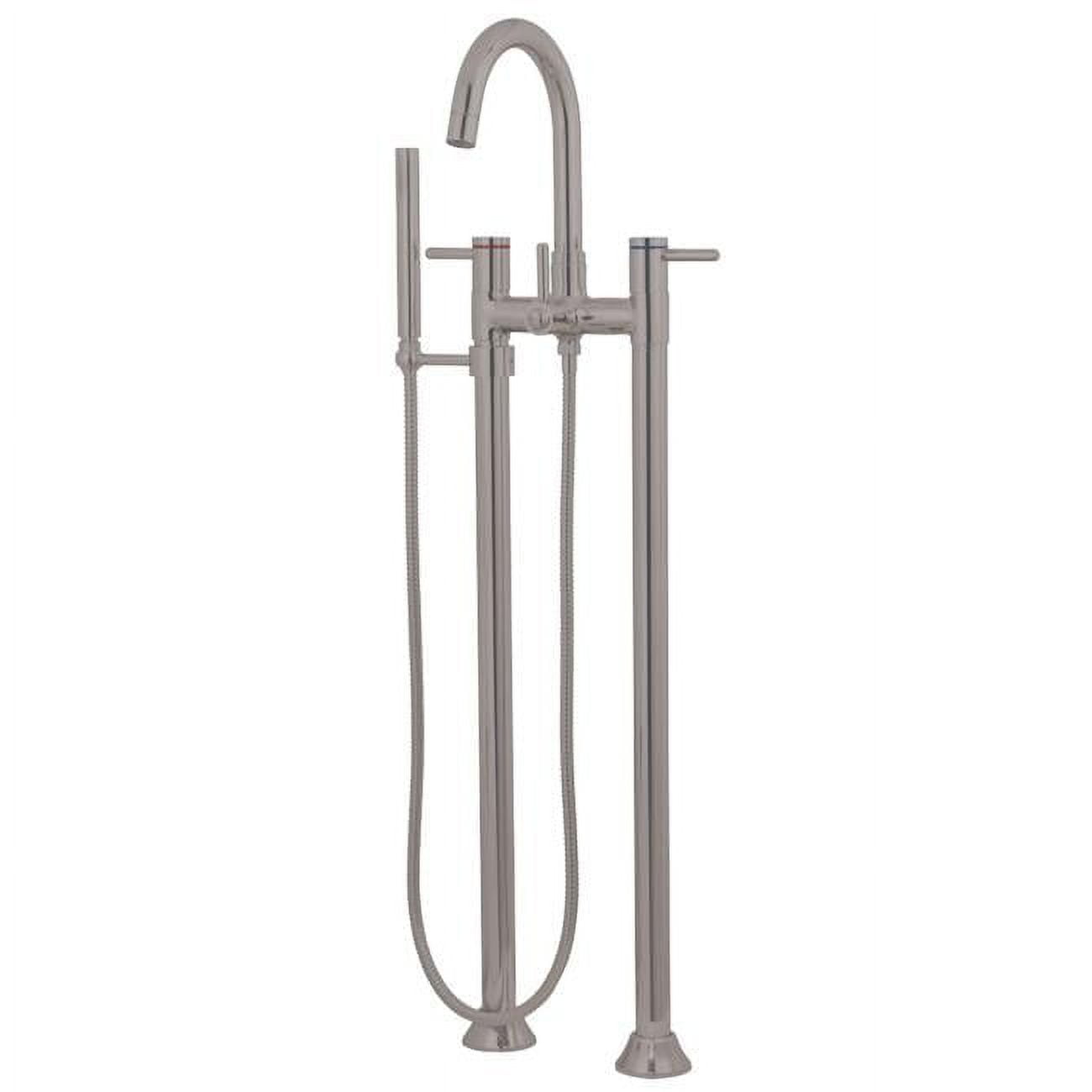 Satin Nickel Freestanding Tub Faucet with Hand Shower