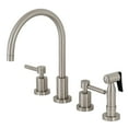 thumbnail image 1 of Kingston Brass KS8728DLBS Concord Double-Handle 4-Hole Widespread Kitchen Faucet with Brass Sprayer in Brushed Nickel, 1 of 5