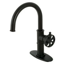 Kingston Brass KSD2230RX Belknap One-Handle Single-Hole Bathroom Faucet with Deck Plate and Push Pop-Up Drain, Matte Black