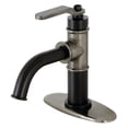 thumbnail image 1 of Kingston Brass KSD2824KL Whitaker One-Handle Single-Hole Bathroom Faucet with Deck Plate and Push Pop-Up Drain, Matte Black/Black Stainless, 1 of 7