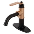 thumbnail image 1 of Kingston Brass KSD2827KL Whitaker One-Handle Single-Hole Bathroom Faucet with Deck Plate and Push Pop-Up Drain, Matte Black/Rose Gold, 1 of 7