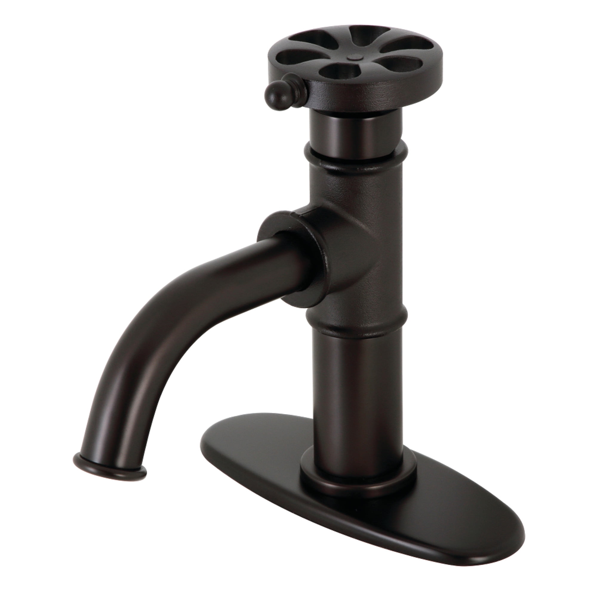 Kingston Brass KSD2825RX Belknap One-Handle Single-Hole Bathroom Faucet with Deck Plate and Push Pop-Up Drain, Oil Rubbed Bronze