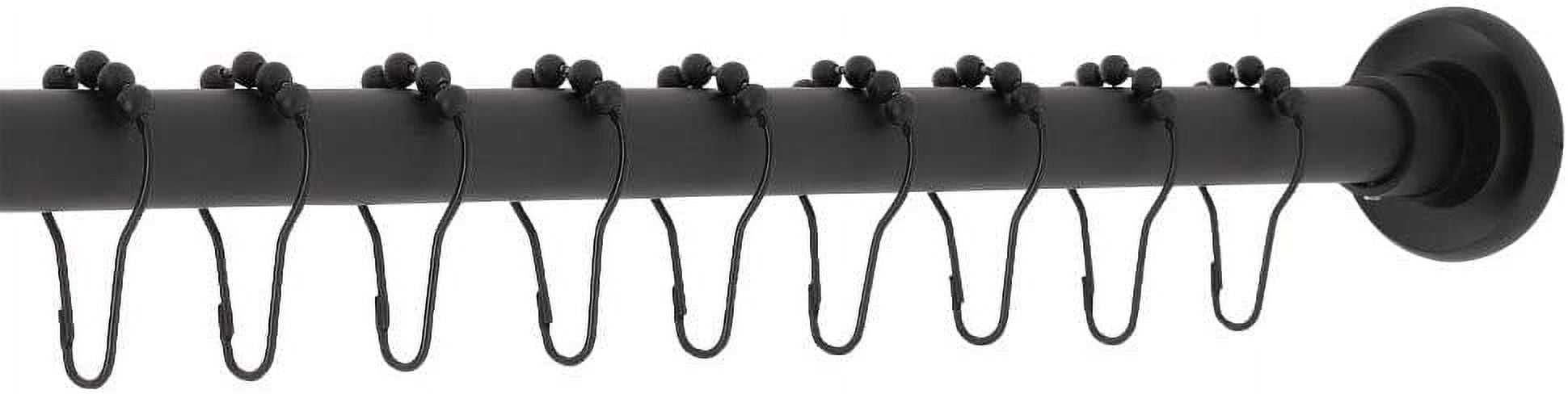 Matte Black Adjustable Stainless Steel Shower Curtain Rod with Rings, 60-72 Inches