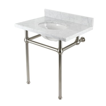Templeton 30 in. Console Sink with Brass Legs - 8 in., 3 Hole - Carrara ...