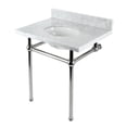 thumbnail image 1 of Kingston Brass KVBH3022M86 Templeton 30-Inch Carrara Marble Console Sink with Brass Legs (8-Inch, 3-Hole) in Carrara Marble White/Polished Nickel, 1 of 9