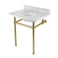 thumbnail image 1 of Kingston Brass KVBH3022M87 Templeton 30-Inch Carrara Marble Console Sink with Brass Legs (8-Inch, 3-Hole) in Carrara Marble White/Brushed Brass, 1 of 9