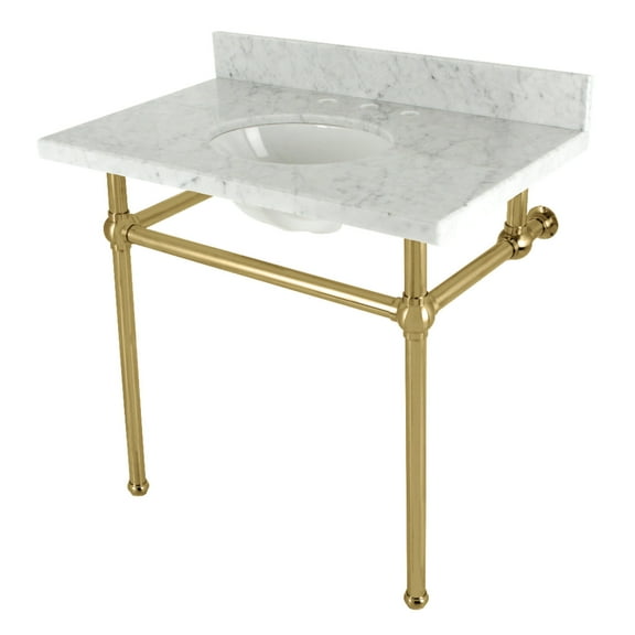 Kingston Brass Kvbh3622m8 Addington 36" Rectangular Marble Console Bathroom Sink - Marble