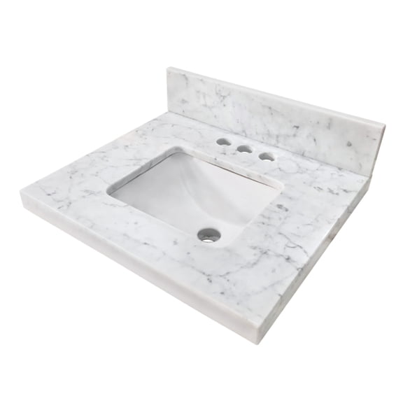 Kingston Brass KVPB1917M34SQ Fredrickson 19-Inch Carrara Marble Vanity Sink Top (4" Faucet Drillings) in Carrara White