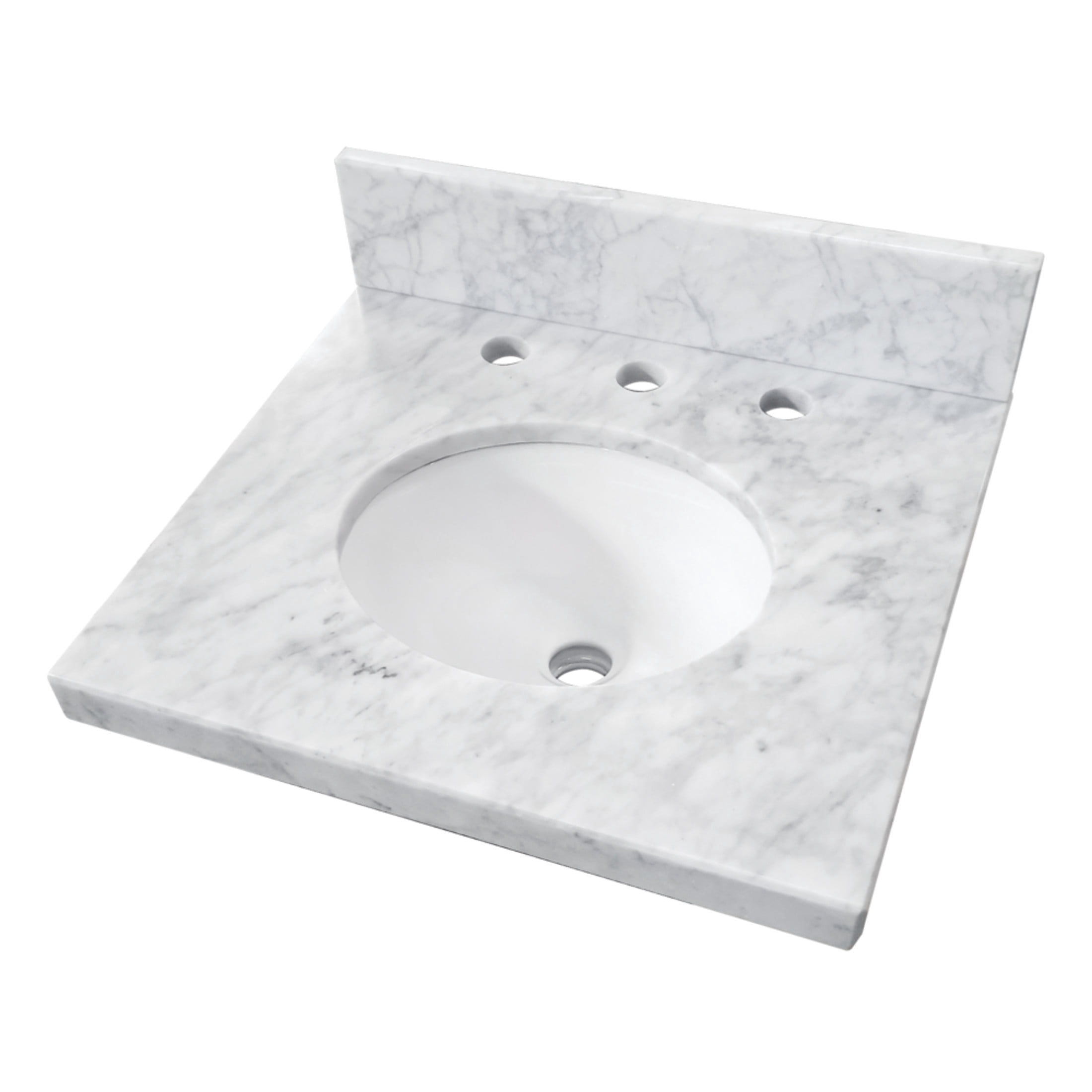 Kingston Brass KVPB1917M38 Fredrickson 19-Inch Carrara Marble Vanity Sink Top (8" Faucet Drillings) in Carrara White