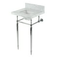 thumbnail image 1 of Kingston Brass KVPB1917M8SQ1 Edwardian 19" Carrara Marble Console Sink with Brass Legs (8-Inch, 3-Hole), Carrara Marble White/Polished Chrome, 1 of 8