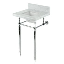 Kingston Brass KVPB1917M8SQ1 Edwardian 19" Carrara Marble Console Sink with Brass Legs (8-Inch, 3-Hole), Carrara Marble White/Polished Chrome