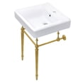 thumbnail image 1 of Kingston Brass KVPB2018W17 Edwardian 20" Porcelain Console Sink with Brass Legs (1-Hole), White/Brushed Brass, 1 of 5