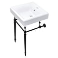 thumbnail image 1 of Kingston Brass KVPB2018W10 Edwardian 20" Porcelain Console Sink with Brass Legs (1-Hole), White/Matte Black, 1 of 5