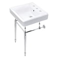 thumbnail image 1 of Kingston Brass KVPB2018W81 Edwardian 20" Porcelain Console Sink with Brass Legs (8-Inch, 3-Hole), White/Polished Chrome, 1 of 5