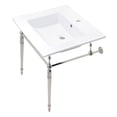 thumbnail image 1 of Kingston Brass KVPB252271PN Edwardian 25" Ceramic Console Sink with Brass Legs (1-Hole), White/Polished Nickel, 1 of 5