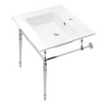 thumbnail image 1 of Kingston Brass KVPB252271CP Edwardian 25" Ceramic Console Sink with Brass Legs (1-Hole), White/Polished Chrome, 1 of 5