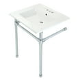 thumbnail image 1 of Kingston Brass KVPB25227W41 Dreyfuss 25" Ceramic Console Sink with Stainless Steel Legs (4-Inch, 3-Hole), White/Polished Chrome, 1 of 5