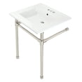 thumbnail image 1 of Kingston Brass KVPB25227W46 Dreyfuss 25" Ceramic Console Sink with Stainless Steel Legs (4-Inch, 3-Hole), White/Polished Nickel, 1 of 5