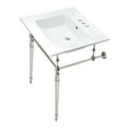thumbnail image 1 of Kingston Brass KVPB25227W4PN Edwardian 25" Ceramic Console Sink with Brass Legs (4-Inch, 3-Hole), White/Polished Nickel, 1 of 8