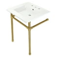 thumbnail image 1 of Kingston Brass KVPB25227W87 Dreyfuss 25" Ceramic Console Sink with Stainless Steel Legs (8-Inch, 3-Hole), White/Brushed Brass, 1 of 5