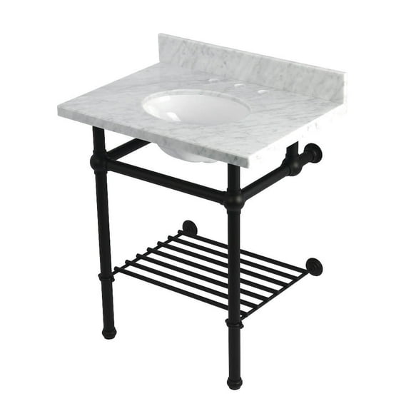 Kingston Brass Kvpb30mbb-T-Set Templeton 30" Rectangular Brass, Marble Console Bathroom