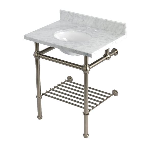 Kingston Brass KVPB30MBB8 Templeton 30" Rectangular Brass, Marble Console Bathroom Sink -