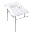 thumbnail image 1 of Kingston Brass KVPB312271CP Edwardian 31" Ceramic Console Sink with Brass Legs (1-Hole), White/Polished Chrome, 1 of 5