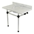 thumbnail image 1 of Kingston Brass KVPB3630MA0 Templeton 36" Carrara Marble Vanity Top with Acrylic Legs (8-Inch, 3-Hole), Carrara Marble White/Matte Black, 1 of 5