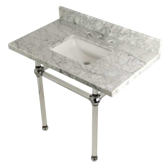 Kingston Brass KVPB3630MASQ1 Templeton 36" Rectangular Marble Wall Mounted Bathroom
