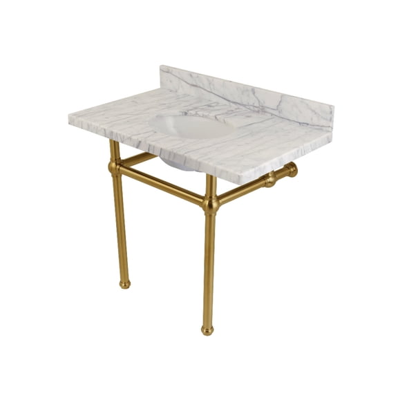 Kingston Brass Kvpb3630mb Templeton 36" Rectangular Brass, Ceramic, Marble Console