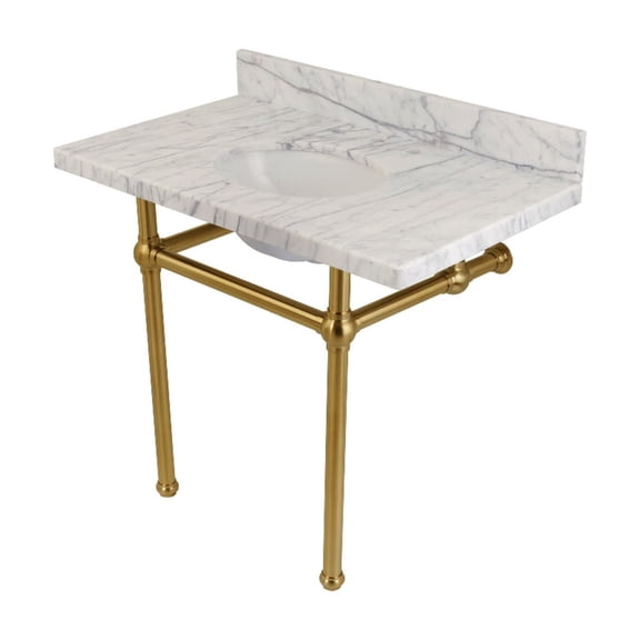 Kingston Brass Kvpb3630mb Templeton 36" Rectangular Brass, Ceramic, Marble Console