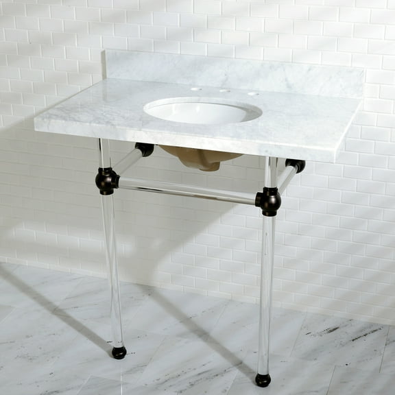 Kingston Brass Kvpb36ma Templeton 36" Oval Marble Wall Mounted Bathroom Console - Bronze