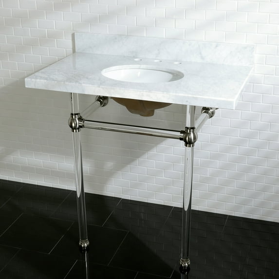 Kingston Brass Kvpb36ma Templeton 36" Oval Marble Wall Mounted Bathroom Console - Nickel