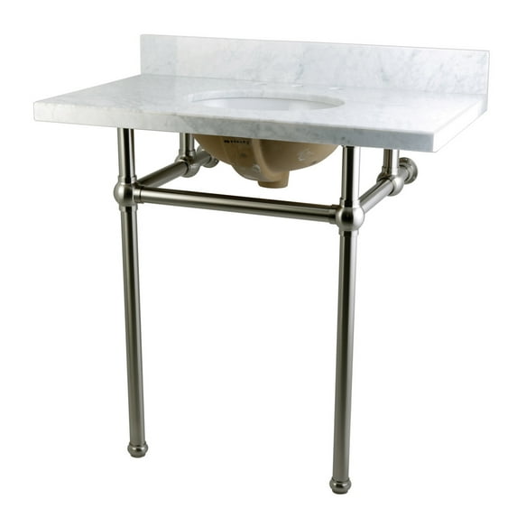 Kingston Brass Kvpb36mb Templeton 36" Oval Marble Wall Mounted Bathroom Console - Nickel