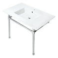 thumbnail image 1 of Kingston Brass KVPB3722711 Dreyfuss 37" Ceramic Console Sink with Stainless Steel Legs (1-Hole), White/Polished Chrome, 1 of 8