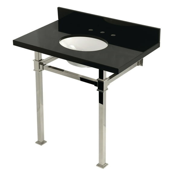 Kingston Brass Kvpk36koq Monarch 36" Rectangular Granite, Stainless Steel Console Bathroom