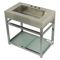 thumbnail image 1 of Kingston Brass KVSP3722B1 Kingston Commercial 37" Stainless Steel Console Sink with Steel Base and Glass Shelf (8-Inch, 3-Hole), Brushed/Polished Chrome, 1 of 6