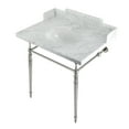 thumbnail image 1 of Kingston Brass LMS3022M86 Habsburg 30" Carrara Marble Console Sink with Brass Legs (8-Inch, 3-Hole), Carrara Marble White/Polished Nickel, 1 of 7