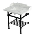 thumbnail image 1 of Kingston Brass LMS3030MBSQB0 Pemberton 30 in. Console Sink with Brass Legs - 8 in., 3 Hole - Marble White & Matte Black, 1 of 4