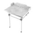 thumbnail image 1 of Kingston Brass LMS30MA1 Pemberton 30" Carrara Marble Console Sink with Acrylic Legs (8-Inch, 3-Hole), Carrara Marble White/Polished Chrome, 1 of 8