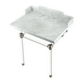 thumbnail image 1 of Kingston Brass LMS30MA8 Pemberton 30" Carrara Marble Console Sink with Acrylic Legs (8-Inch, 3-Hole), Carrara Marble White/Brushed Nickel, 1 of 8