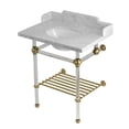 thumbnail image 1 of Kingston Brass LMS30MAB7 Pemberton 30" Carrara Marble Console Sink with Acrylic Legs and Shelf (8-Inch, 3-Hole), Carrara Marble White/Brushed Brass, 1 of 4