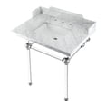 thumbnail image 1 of Kingston Brass LMS30MASQ1 Pemberton 30" Carrara Marble Console Sink with Acrylic Legs (8-Inch, 3-Hole), Carrara Marble White/Polished Chrome, 1 of 8