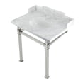thumbnail image 1 of Kingston Brass LMS30MOQ6 Viceroy 30" Carrara Marble Console Sink with Stainless Steel Legs (8-Inch, 3-Hole), Carrara Marble White/Polished Nickel, 1 of 5