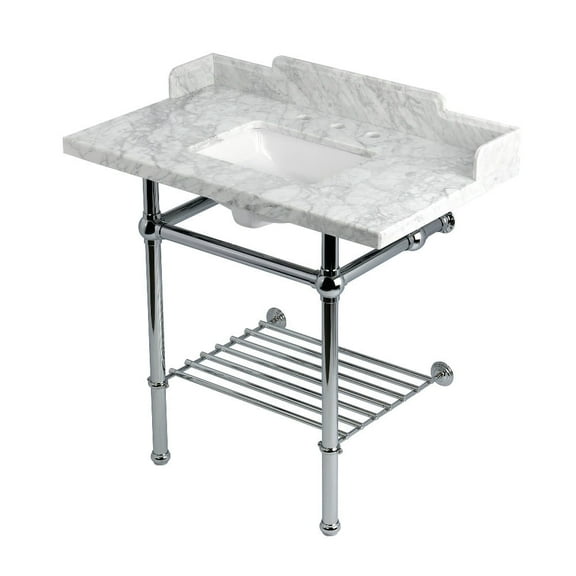 Kingston Brass Lms36mbsqb-P-Set Pemberton 36" Rectangular Brass, Marble, Stainless Steel