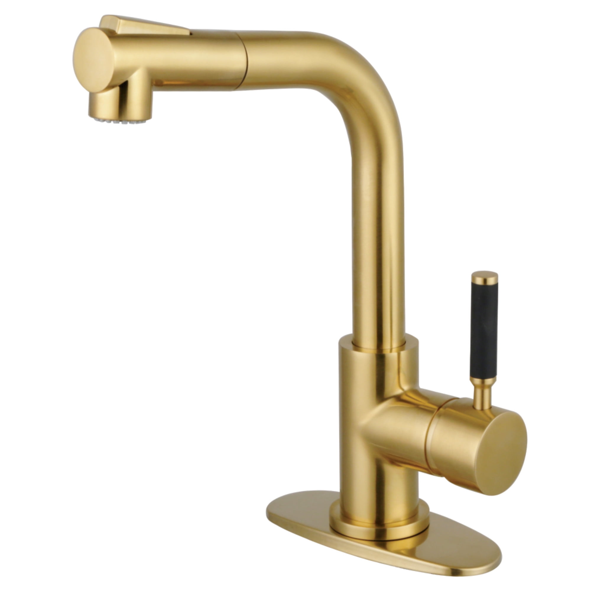 Kingston Brass LS2413DKL Kaiser Single-Handle Pull-Out Kitchen Faucet, Brushed Brass