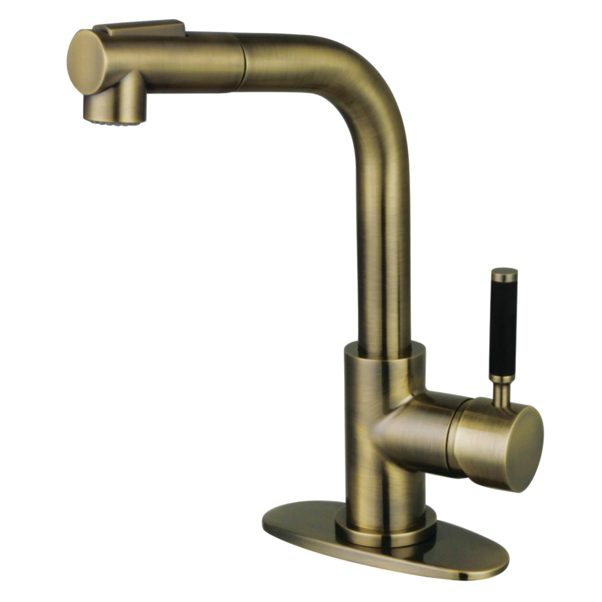 Kingston Brass LS241DKLAB Kaiser Single-Handle Pull-Out Kitchen Faucet, Antique Brass