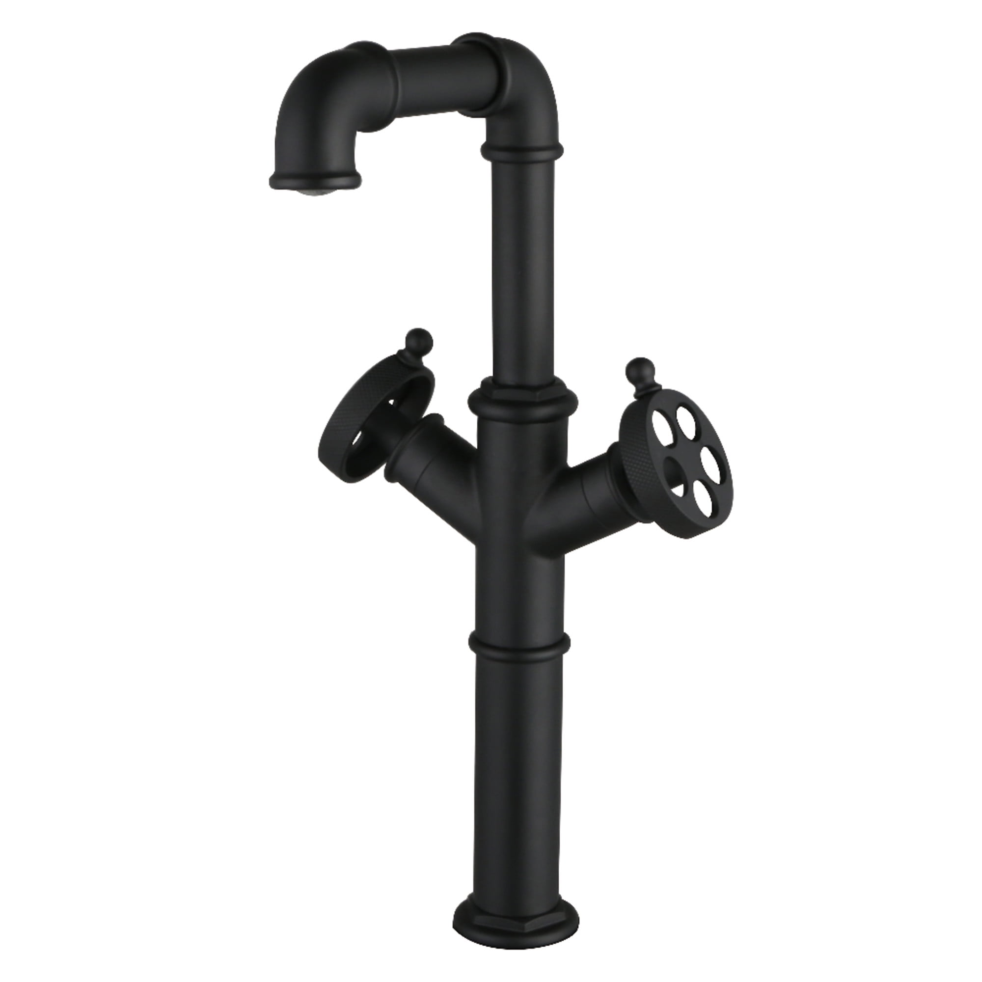 Kingston Brass LS6600RKZ Wendell Double-Handle Vessel Faucet with Knurled Handle, Matte Black