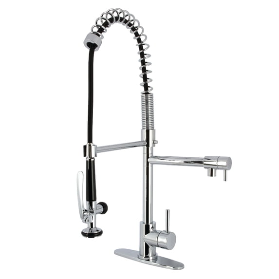 Kingston Brass LS8501DL Concord Single-Handle Deck-Mount Pre-Rinse Kitchen Faucet with Pot Filler, Polished Chrome